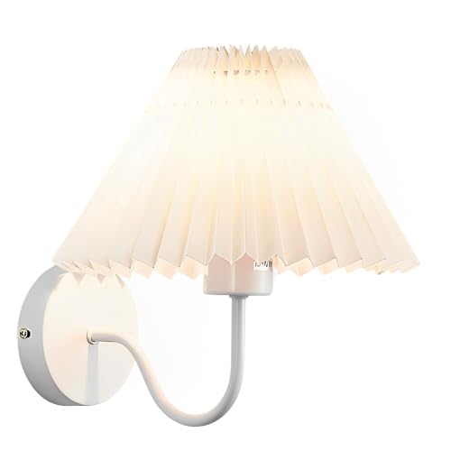 Image of Wall Sconces Indoor Wall Light Fixtures with Pleated Fabric Shade Bathroom Vanity Sconces Wall Lighting Dresser Hardwired Wall Lamps for Bedroom Living Room Corridor Porch