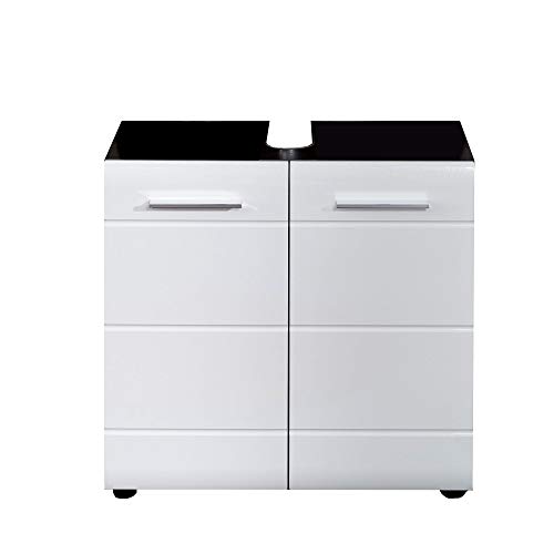 Furnline Bathroom Vanity Cabinet with Plenty of Storage Space, White Glossy Sardegna Smoke Silver, 60 x 57 x 76,5 cm Furnline Bathroom Vanity Cabinet with Plenty of Storage Space, White Glossy Sardegna Smoke Silver, 60 x 57 x 76,5 cm