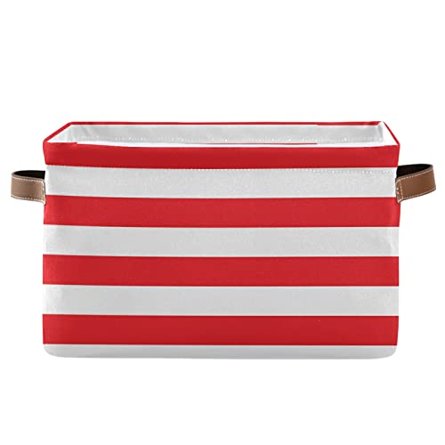 Ahomy Storage Basket Red And White Striped Cube Storage Bins Organizer Bag With Handles 1-Pack #TOP6