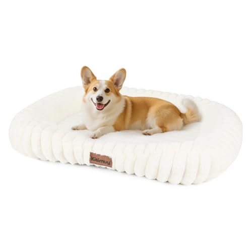 KISIMUY Dog Bed Large Size Dogs Washable Soft Furry Pet Bed, Calming Rectangle Large Dog Bed with...