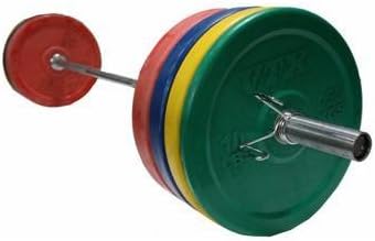 Troy VTX 350lb Colored Olympic Rubber Bumper Plates Weight Bar and Bumper Set with Spring Collars