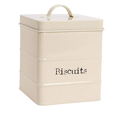 Harbour Housewares Industrial Caja de Galletas - Acero Estilo Vintage Cocina para Guardar Caddy con Tapa - Crema Cover