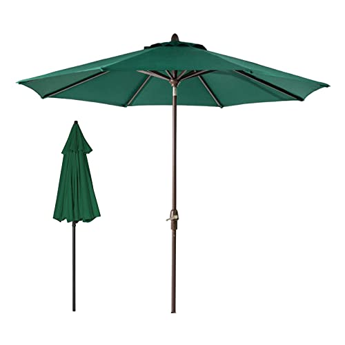Large 2.7M Garden Parasol Umbrella with Tilt & Crank, Sunshade for Yard, Beach & Patio - Available in Wine Red, Dark Green, Beige & Khaki - Round Outdoor Shelter