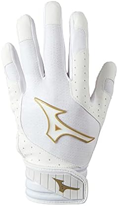 Mizuno Finch Women's Softball Padded Batting Glove, White-Gold, Small