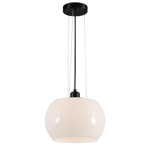 BOKT Modern Large Globe Pendant Light Black White Dome Glass