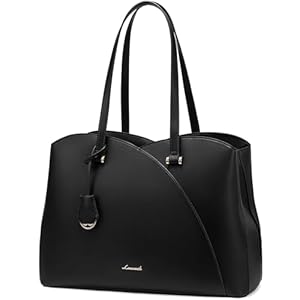 LOVEVOOK Handtasche Damen Groß, 15, 6 Zoll Laptop Shopper Tasche Arbeitstasche Bürotasche, PU Leder Handbags for Women Schultertasche Lehrertasche Tote Bag für Arbeit Business Uni Schule, Schwarz
