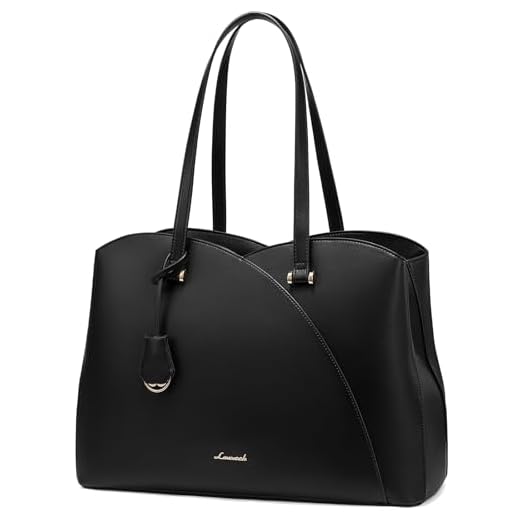 LOVEVOOK Laptop Tote Bag for Women, Work Bags Laptop Bag Teacher Tote Bag, Professional Leather Computer Bag Large Purses Handbag, Black, Fits 15.6 Inch Laptop