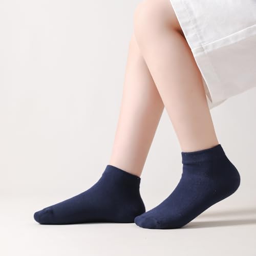 Image of EPEIUS Kids' Low Cut Ankle Socks Cotton Seamless Toe Sport Athletic Socks for Boys Girls White Black Navy 4 /8 Pack