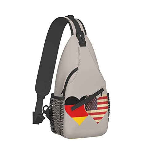 Mochila tipo bandolera unisex con banderas de Alemania y EE.UU. miniatura 3