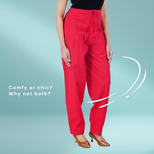 Image of Happy Bunny Salwar Pant - Modern Style Pure Cotton for Women - Ethnic Semi Patiala Trouser - Office,Home - All Day Comfort Wear with Drawstring