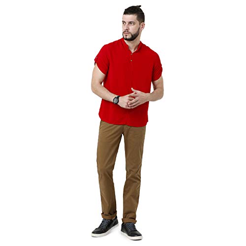 Image of Identiti Short Sleeves Solid Slim Fit 100% Viscose Casual Shirt /Kurta for Men