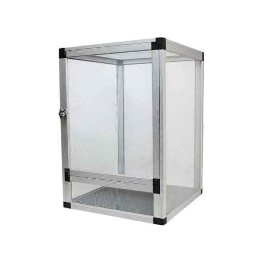 Vifxucy 爬虫類ケージ/飼育箱/爬虫類飼育箱/爬虫類ラック/水陸両用ケージ/ハムスター/カメ/トカゲ/カメレオンに最適 (シルバーメッシュドア,32*32*46cm)