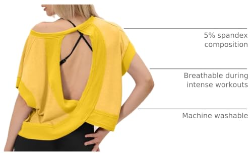 Image of UNIANKIYA Open Back Workout Tops for Women Loose Fit Athletic Crop Tee Short Sleeve Gym Running Yoga Shirt