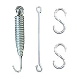 Faburaa Hanging Metal Accessories Set for Hammock Swings Chairs, Porch Swings Used for Boxing Bag, Hang Any Article etc. (Silver, 1 Spring, 1 Rod, 2 S Hook)