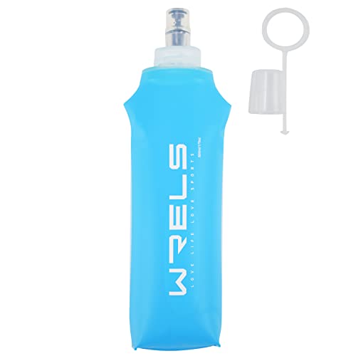 ソフトフラスク ハイドレーション ランニング ボトル 水筒 150ml/250ml/500ml 折りたたみ 防塵キャップ付き 軽量 トララン マラソン ハイキング 登山(500ml,水色)（Amazon）