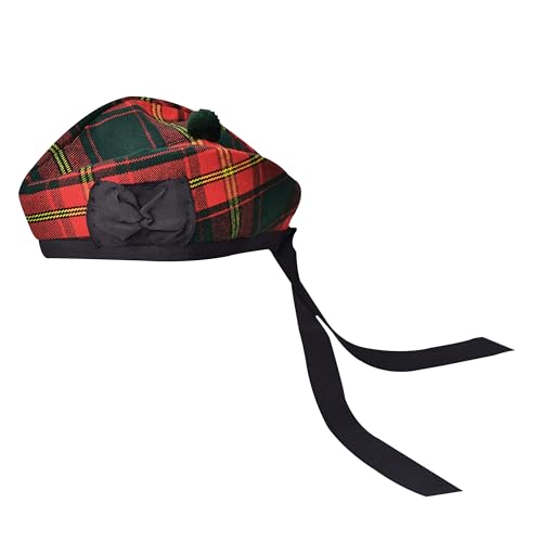 Image of Glengarry Cap-Traditional Scottish Hat, Acrylic Wool Tartan Glengarry hat, Kilts /Bagpipes Accessories