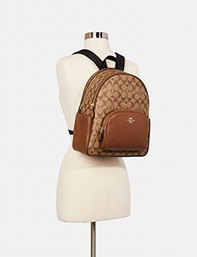 Coach Women's Court Backpack In Signature Canvas (Khaki - Saddle2) #TOP3