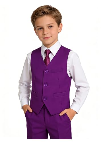 Image of YuanLu Boys Suit Dress Clothes Ring Bearer Outfit Homecoming Dresses Boy Vest and Pants Set for Kids Wedding Tuxedo Suits