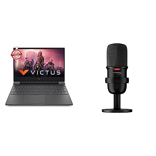 Image of HP Victus Gaming Laptop AMD Ryzen 5 5600H 15.6 inch(39.6 cm) FHD IPS Gaming Laptop & HyperX SoloCast - USB Condenser Gaming Microphone, for PC, PS4, and Mac