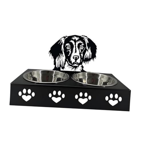 Besga ダブルウォーターとフードボウルかわいいペットフィーダーボウルドッグ犬皿高め子犬の餌箱非スリップキャッツ猫のための給餌ボウル, J
