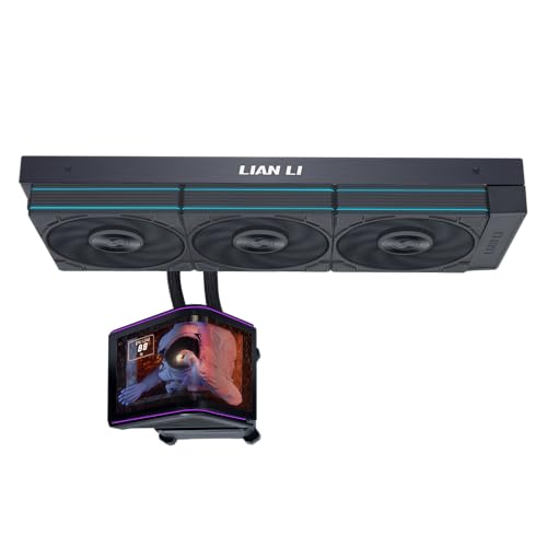 Image of Lian Li Hydroshift II OLED Curved 360P28 V2 Liquid CPU Cooler - 360mm AIO - 3x120mm P28V2 Fans - 6.67 inch Screen - 3D Animation Effects - Daisy-Chain, LGA 1851 /1700, AMD AM5 /4- Black (HS2OLDC36PB)