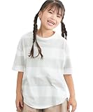[ニッセン] Tシャツ・カットソー 男女兼用 ビッグシルエットボーダーＴシャツ（男の子・女の子） クリーム×グレー 120