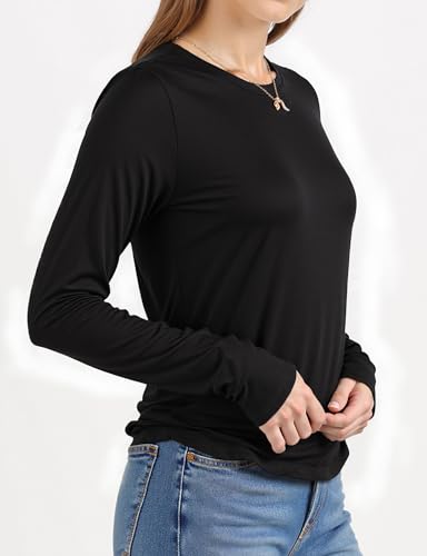 Long Sleeve Shirts for Women Crew Neck Basic Tee Fashion Womens Tops2