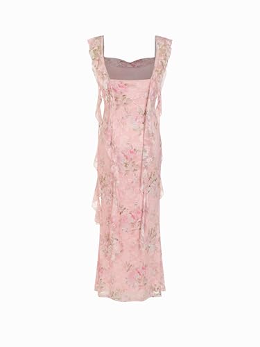 Image of CIDER Formal Dresses for Women Wedding Guest Dresses Summer Maxi Dress Sleeveless Mesh Ruffle Cocktail Dress Elegant Outfits