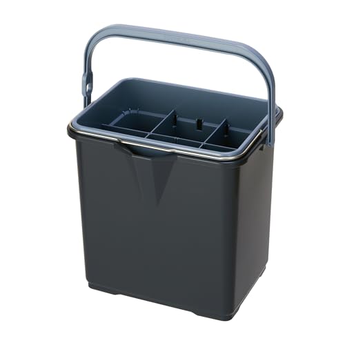 テラモト(TERAMOTO) 仕切付きバケツII グレー 灰 14L 大型 四角 洗車