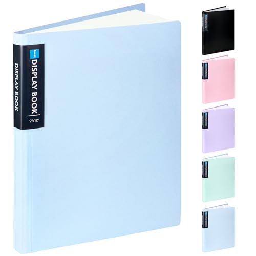 Sooez Art Portfolios 9"x12", 40 Pockets Large Portfolio Folder Display 80 Pages, Heavy Duty Art Portfolio Folder with Clear Sheet Protectors, Presentation Book for Artwork Document Organizer Binder