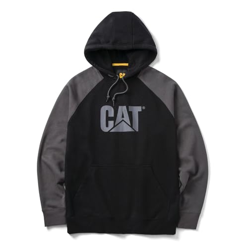 Sweatshirt CAT Caterpillar Raglan sweat noir gris capuche de travail homme