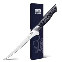 SHAN ZU Filetiermesser Ausbeinmesser 18CM Profi Scharf fischmesser Fischfiletmesser aus Japanischer Kohlenstoffstahl Kochmesser Küchemesser Lachsmesser mit K133 Holzgriff- Genbu Serie