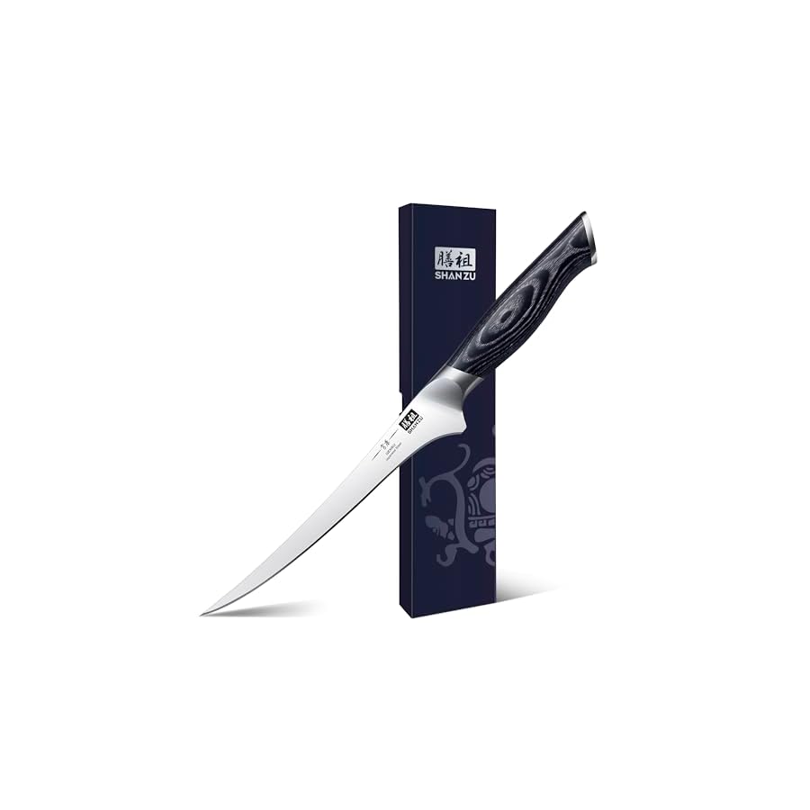 SHAN-ZU-7-Inch-Fillet-Knife-Japanese-Super-Steel-Boning-Knife-Professional-Ultra-Sharp-Fish-knife-with-K133-Ergonomic-Handle-Black-Tortoise-Genbu-Series SHAN ZU 7 Inch Fillet Knife