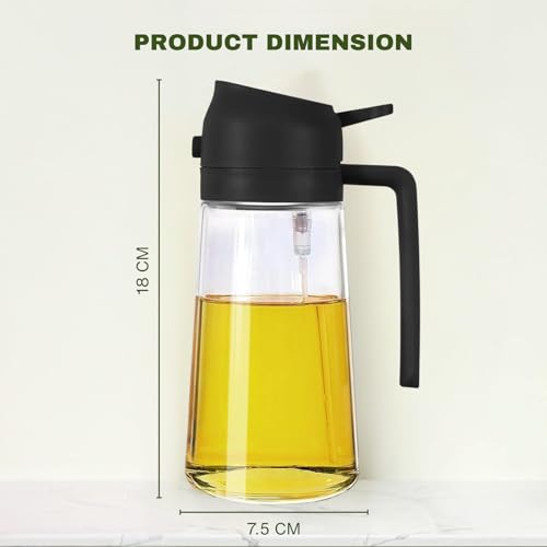 Image of GO STORE 500 Ml Oil Spray Bottle for Cooking, Premium Glass 2 in 1 Oil Dispenser and Sprayer for Kitchen Containers with Nozzle for Air Fryer, Roasting and Frying