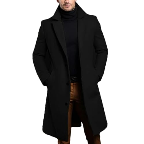 Veste d'hiver mi-longue en laine pour homme 05BK001 noir taille M