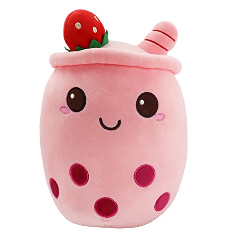 Firecos Bubble Tea Almohada de Felpa de 35 cm, Juguete de Peluche Boba, Almohada para Abrazar, Regalo de Dibujos Animados Suave Cojines de Peluche para Niños Adultos (Rosa) Cover