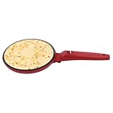 8-Inch Electric Crepe Maker, Red Portable Non-Stick Griddle Pan with Handle and Removable Tray, Crepera Electrica, Smart Temperature Control for...