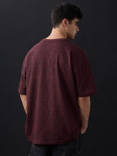 Image of The Souled Store Avatar: Air Fire Water Earth Bender Men and Boys Short Sleeves Round Neck Applique Pathed Woven Badge Casual Streetwear Cotton Oversized T-Shirt