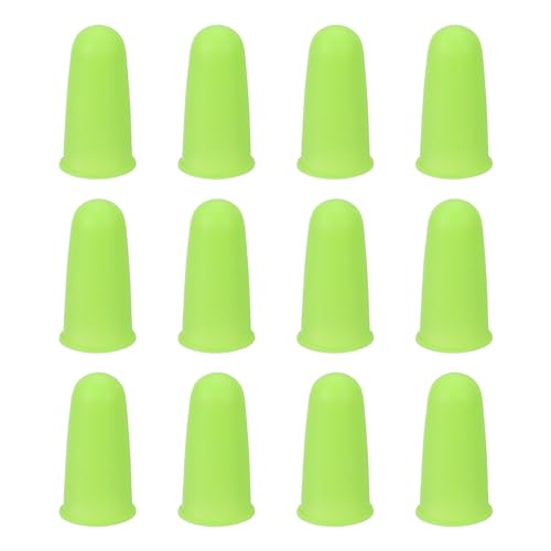 uxcell Silicone Finger Protectors, Anti-Slip Finger Cover, Finger Tips for Sewing, Sorting Paper, Green, Middle Size, 12 Pcs