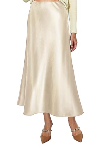 Gonna Raso Lunga da Donna Vita Alta Elegante