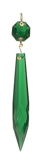 Image of B&P Lamp 3 Inch Crystal Chandelier Light Replacement Pendant Prism, U-Drop, Green Color, Brass Pin