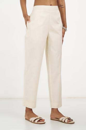 Image of Rangmanch by Pantaloons Women's Cotton Stretch Bottoms | Slim Tapered Fit | Mid Rise Waist | Ankle Length