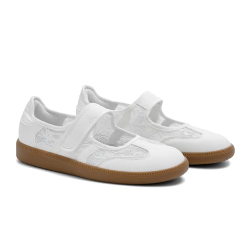Image of Mary Jane Sneakers for Women Slip on Ballet Flats Walking Retro Sneakers | Round Toe Mary Jane Shoes,Hook and Loop,Lightweight Footwear,Women Fashion Sneakers for Walking, Travel, Workout, Daily Wear