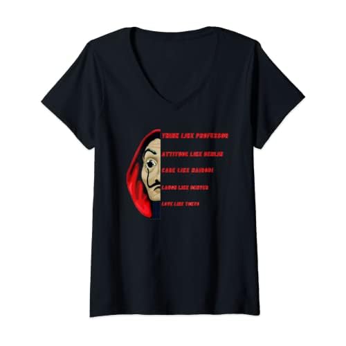 Mujer Profesor, Berlín, Nairobi, Denver, Tokio y Dalí máscara Camiseta Cuello V