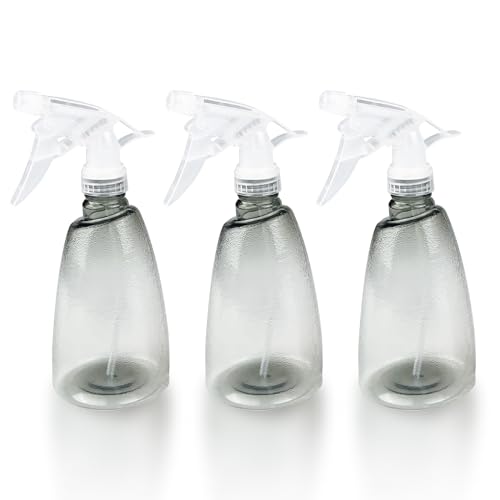 Gvolatee 3 Stk Zerstäuber Sprühflasche 500 ml, Nachfüllbar Sprühflaschen Leer, Transparent Spray Bottle, Kunststoff Sprüher Pflanzen, Professional Wassersprühflasche für Blumen, Haare, Reinigung