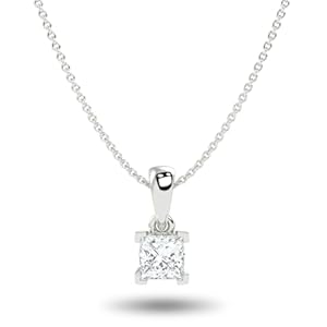 IGI Certified 1/4 to 3 Carat Princess Cut Lab Grown Diamond Square Solitaire Pendant Necklace for Women I 14k Gold Necklace (G-H, VS1-VS2, cttw) 16 to 18 Inch Adjustable Chain Necklace