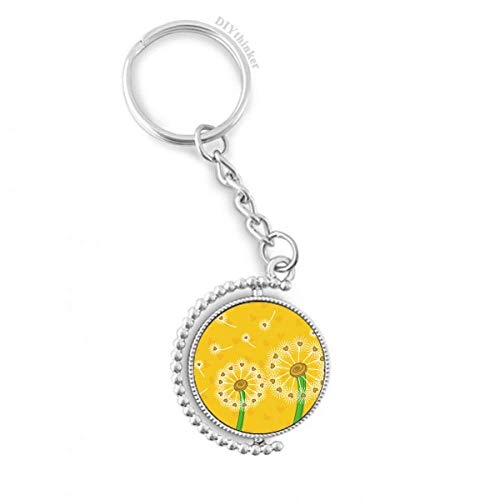 DIYthinker llavero rotativo de diente de león amarillo con anillo de cadena para accesorios