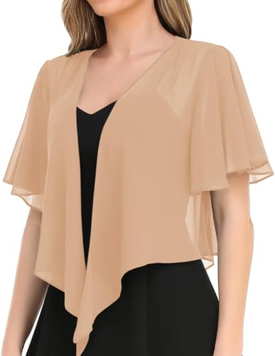 Image of Women's Solid Puff Sleeve Kimono Short Cardigan Loose Cover Up Casual Blouse Top Chiffon