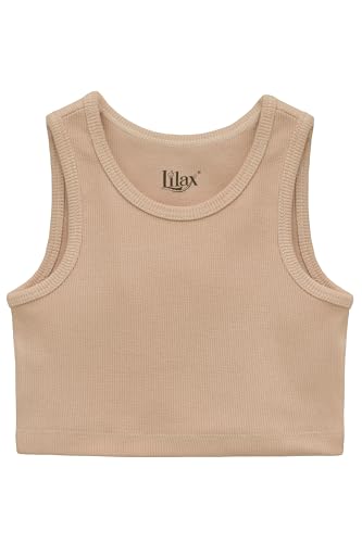 Image of Lilax Girls Crop Top Ribbed Knit Sleeveless 2 Pack Basic Cropped Tank