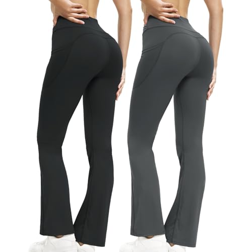 MiDoDo 2 Leggins Mujer Pantalon Yoga Mallas Deporte Leggings Suaves Elásticos de Cintura Alta